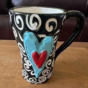 NWT Heartful Home by Tracy Pesche stoneware coffee mug. 3DHeart